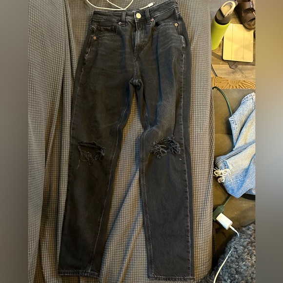 American eagle jeans Black size 00 short straight - Picture 1 of 1